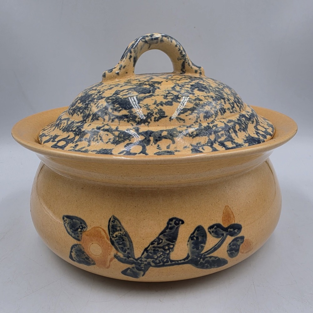 Pfaltzgraff America MAFA Covered Casserole Dish 2 Quart Bird Flower Vintage